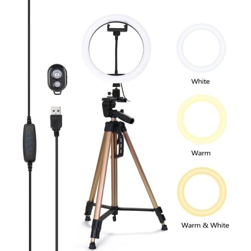 10" Dimmable LED Selfie ring light with Phone Clip Brightness Adjustable ringlight for Live Selfie ring light with tripod