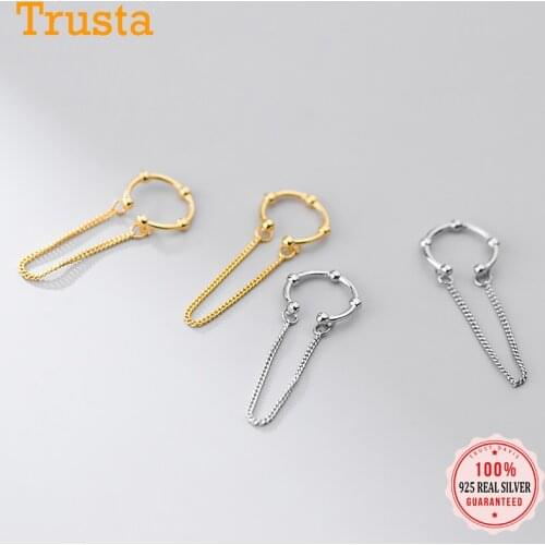 Trustdavis Real 925 Sterling Silver Fashion Sweet Chain Clip On Earrings Ear Cuff For Women Wedding Party Fine Jewelry DA2005