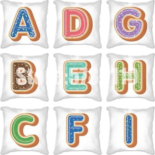 Creative Color English Alphabet Linen Cushion Cases Modern Nordic Decorative Throw Pillows Case Livingroom Sofa Couch Pillows