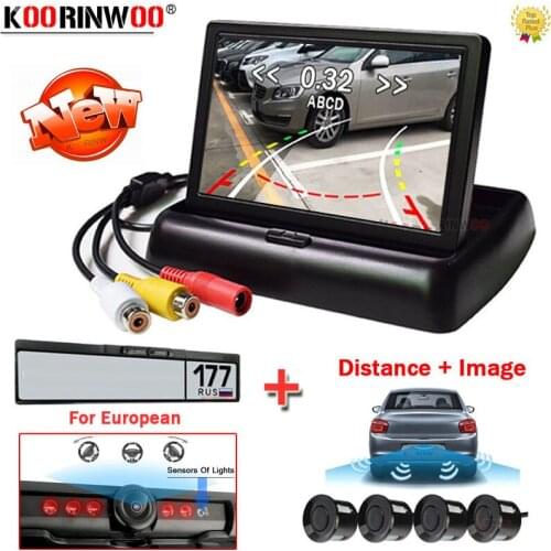 Koorinwoo Intelligent System Cars For European License Plate Number Camera Track camera connected Monitor Rear Parking Sensors 4