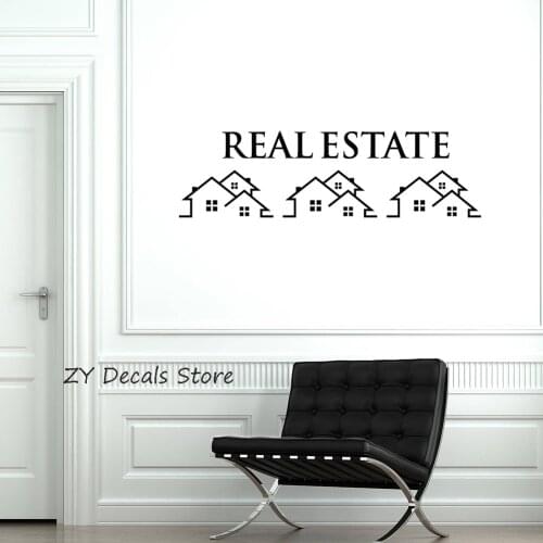 Real Estate Vinyl Wall Decal Property Houses Realtor Broker Sign Stickers Mural Modern Wall Window Decoration Mural Decals S676