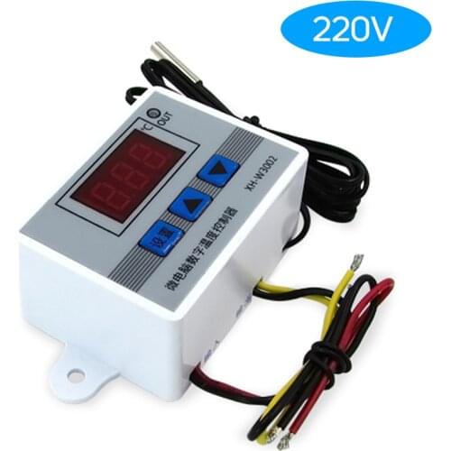 XH-W3002 Intelligent Led Digital Microcomputer Temperature Controller Mini Thermostat Switch with Water-resistant Sensor Probe