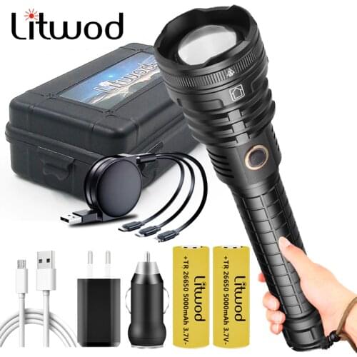 XHP90.2 The Most Brightest Led Flashlight with Power Bank Function Usb Rechargeable 18650 or 26650 Battery Zoomable Torch Litwod