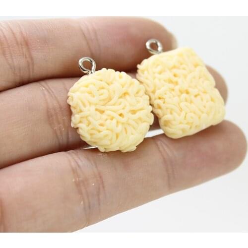 Yamily 10pcs/Resin Simulation Instant Noodles Charms Rectangle Round Noodles pendant Keychain Necklace Diy Jewlery Findings