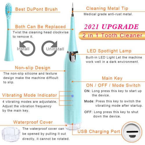 Electric Toothbrush Sonic Dental Scaler Portable Remover Stain Tartar Dentist Oral Hygiene Ultrasonic Tooth Calculus Cleaner Set