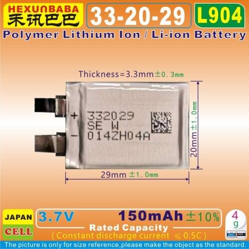 10pcs [L904] 3.7V 150mAh [332029] Polymer Li-Ion Battery For TOMTOM Runner Cardio AHB322028 Smartband Smart Watch