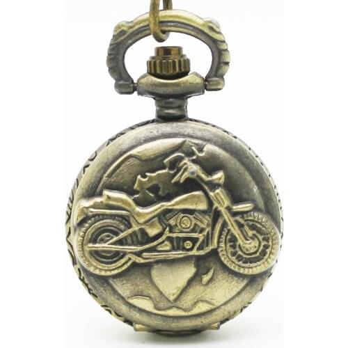 10pcs/lot Wholesale SteamPunk motorbike retro FLIP Pocket Watch Necklace pendant Christmas tree hang gift