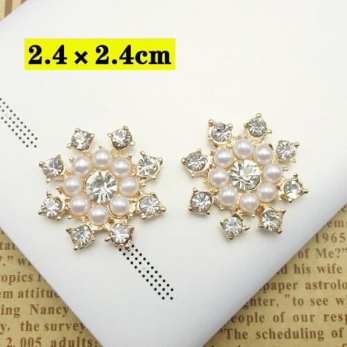 10pcs lot Craft Pearl Crystal Rhinestone Buttons Flower Round Cluster Flatback Wedding Embellishment Jewelry Craft