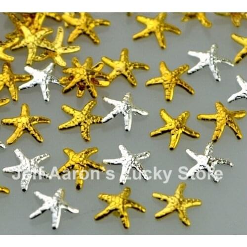 100PCS Beauty 3D Metal Nail Art Decoration Accessories Gold Silver Starfish Nail Styling Tools