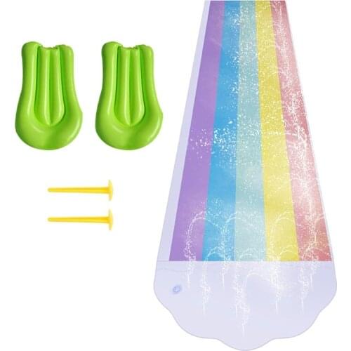 15Ft Rainbow Water Slide with Spraying for Children Play Center Pool Games Outdoor Pool Party Presents for Boys Girls