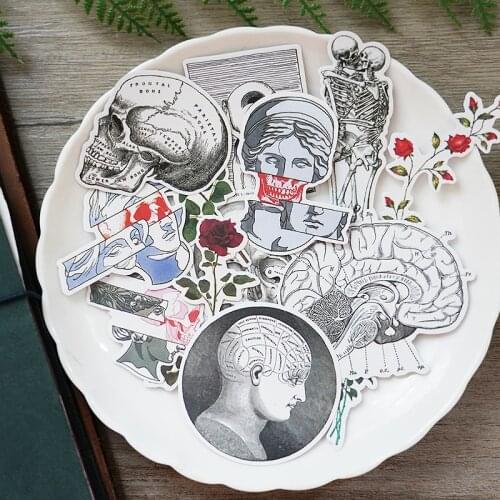 16pcs Love and death gimmick vintage Stickers Crafts Scrapbooking stickers book Student label Decorative sticker DIY Stationery