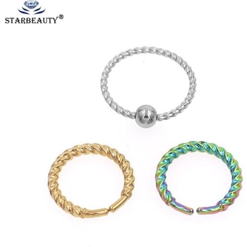 2Pcs 0.8*8mm Nose Ring Endles Ring Hoop Ring stainless steel captive bead rings Body Jewelry Piercing Punk Jewelry For men