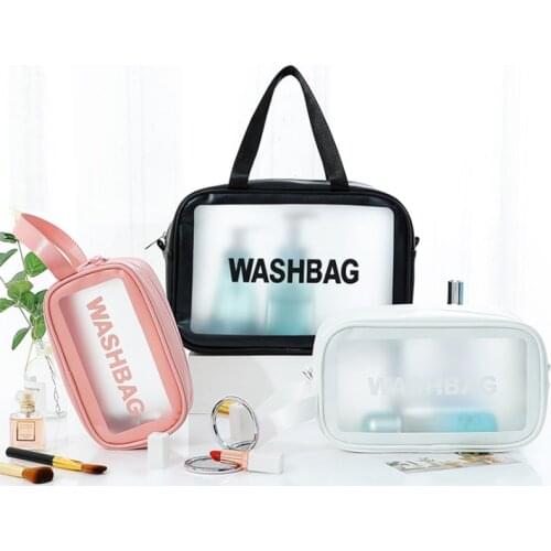 2020 Transparent Makeup Bag Women Wash Bag Travel Organizer Large Capacity Cosmetic Storage Bag Hand Clear Bags