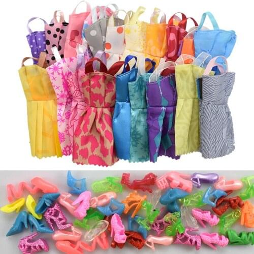 22 Item/Set Doll Accessories=12 Pcs Sorts Beautiful Doll Clothes+10 Shoes Fashion Party Girl Toys for 12 Inch Doll Accessories