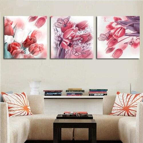 3pcs Diamond embroidery Tulip flower diamond mosaic Cross Stitch Diy diamond painting full square round Nordic StickerZP-2643