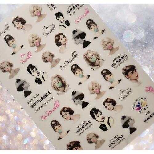 1 sheet 3D Nail Stickers Characters Nail Art Stickers Decal Template diy nail tool decorations HL108-114