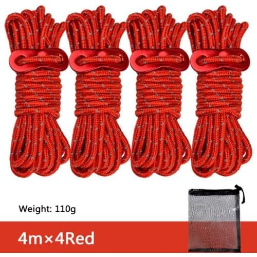 4pcs Outdoor Camping Tent Rope Wind Rope Reflective Rope Aluminum Alloy Tensioner Adjusts The Rope ent Accessories