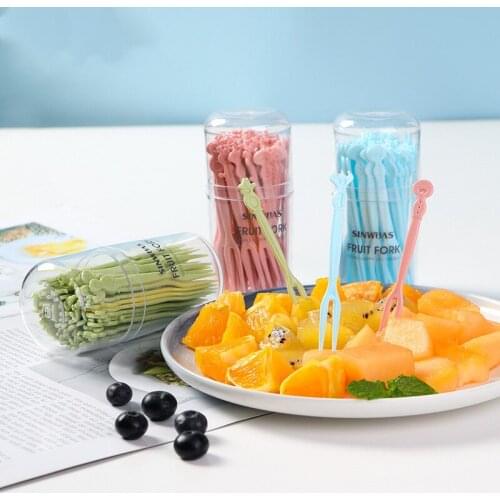 50 pcs Quality Plastic Disposable Forks Food Creative Fruit Fork Set Party Cake Salad Vegetable Forks Baking shop Supplies