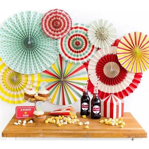 6pcs/set Colorful wheel Tissue Paper Rosettes Fans Flowers hand paper rosettes baby bridal shower Birthday Wedding party Decor