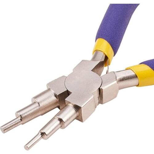 6 in 1 Wire Wrapper Looping Forming Jewelry Plier 6-Steps Multi Size Barrels Pliers Bail Jewelry Making Colors at Random