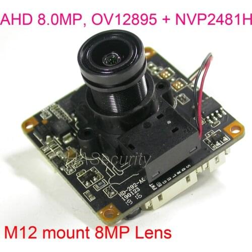 AHD 4K 8.0MP @15FPS 1/2.3" OmniVision OV12895 CMOS image sensor + NVP2481 CCTV camera module PCB board +OSD cable +IRC +M12 Lens