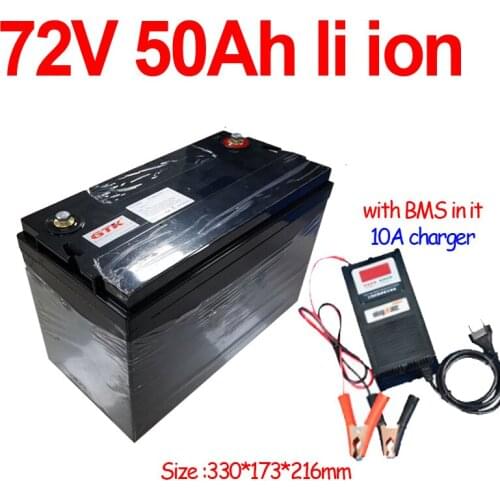 GTK 72V 50Ah lithium ion battery pack li ion battery with BMS for 5000W bicycle scooter ebike Motorcycle Forklift +10A charger