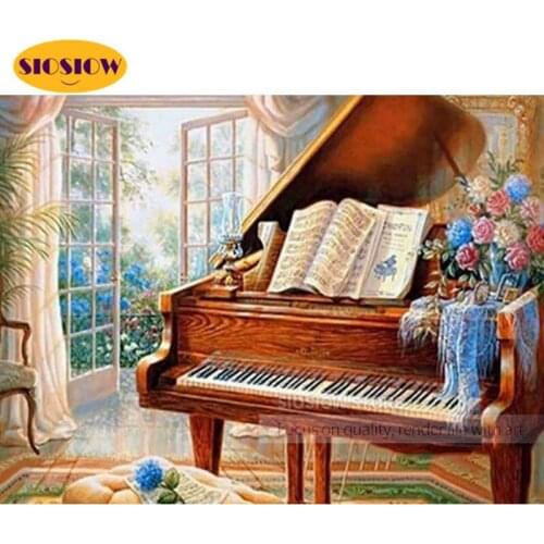 SIOSIOW 5d Diamond Painting Colorful Rose Flowers Picture Of Rhinestones Diamond Embroidery Piano Cross Stitch Home Decor Mosaic