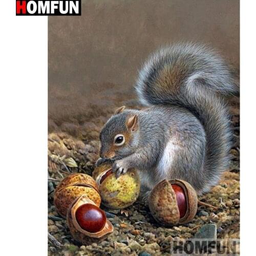 HOMFUN Diamond Painting Cross Stitch "Animal hamster" Full Crystal Diamond Embroidery Needlework Craft Home Decor A14503