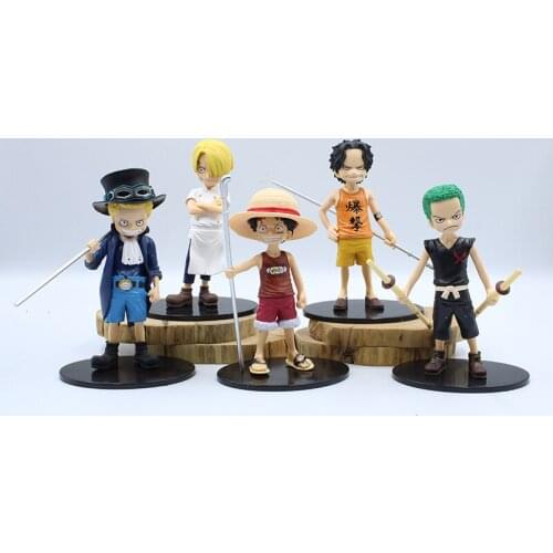 Anime One Piece Luffy Ace Sanji Zoro Sabo Child Ver. PVC Action Figure Collection Model Kids Toys Doll 5pcs/set