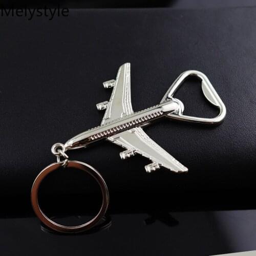 2020 Personalized Air-Plane-Model Key Chains Bottle-Opener-Corkscrew Mens Gift Keychain Creativity Beer-Wine-Opener Key Ring