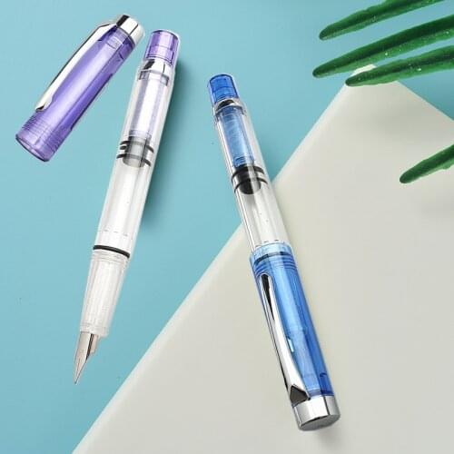 1PCS Creative Transparent Fountain Pen Converter Ink Pen Extra Fine EF0.38MM for Student Office
