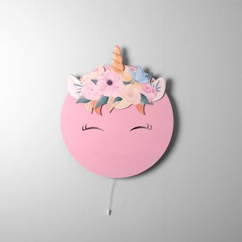 Flowers Unicorn Wooden Design Lighting Decorative Modern Bedroom Wall Lamps Led Light Night Light 2021 Model 019