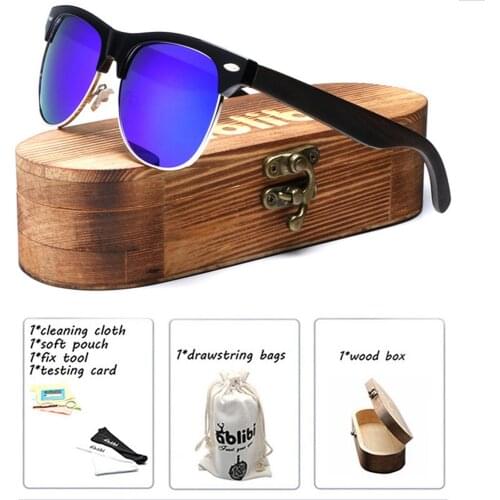 Wood Sunglasses,Ablibi Handmade Semi Rimless Polarized Wooden Sunglasses Women Drop Shipping