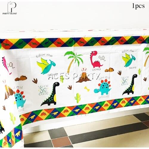 Boys Kids 2019 New Dino Theme Tablecloth Table Cover Birthday Party Tableware Balloon Candy Box Flag Plate Cup Supplies