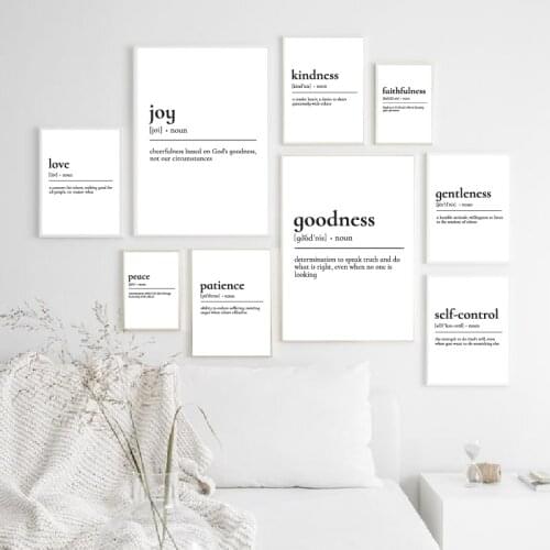 Fruit of the Spirit Definitions Quote Prints Bible Verse Christian Wall Art Canvas Painting Scripture Poster Home Wall Decor