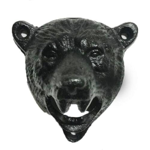 Kitchen Bar Tool Black Durable Cute Bear Shaped Cast Iron Beer Opener Wall Mounted Beer Opener LX1893