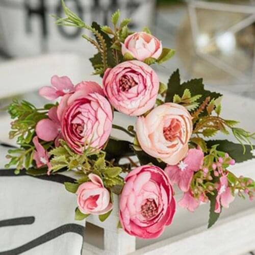 1PC Simulation Camellia Artificial Flower DIY Wedding Decor Marriage Engagement Bridal Bouquet Romantic Tea Rose Photo Props