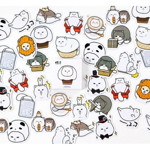 Candy poetry 45 pcs/pack fat cats mini paper diary sticker Scrapbooking Decoration label Wholesale