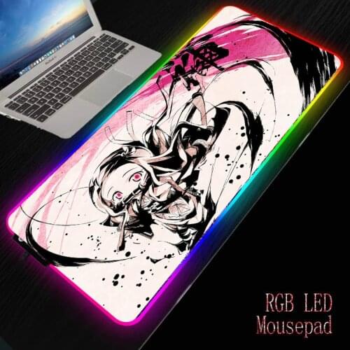 MRGBEST Demon Slayer Kimetsu No Yaiba RGB Gaming Large Mouse Mat Big Computer Mousepad Led Backlight Surface Keyboard Desk Mat