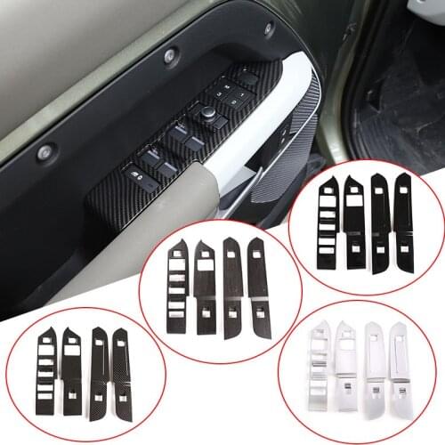 LHD&RHD ABS Black/Oak Wood Grain Car Inner Window Lifter Switch Button Trim For Land Rover Defender 110 130 2020 Car Accessories