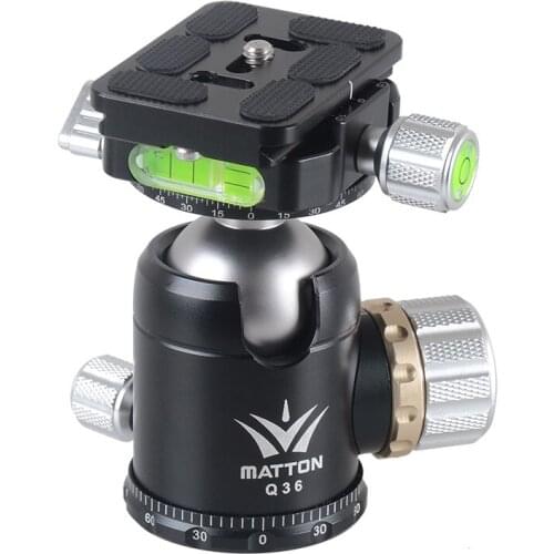 Matton Q36 Tripod Head and Quick Release Plate interface 1/4 & 3/8 inch For Manfrotto Gitzo RRS ARCA-SWISS KIRK Wimberley Benro