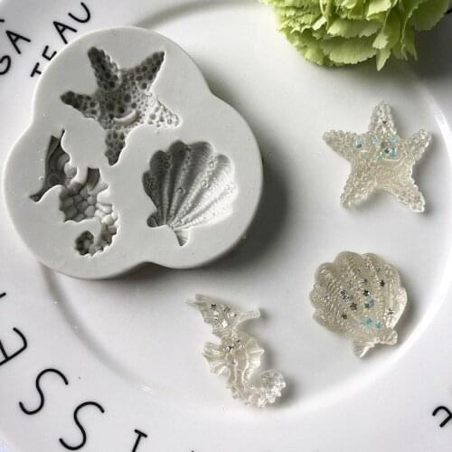 Fashion Icing Mold Cake Beach Starfish Seashell Mould Silicone Sea Horse Shells Fondant