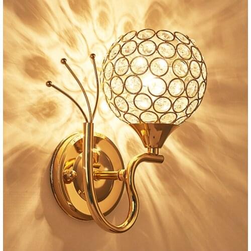 Fashion Crystal Hollow-carved Wall Lamp Hotel Home Corridor Bedside Decorative Night Light