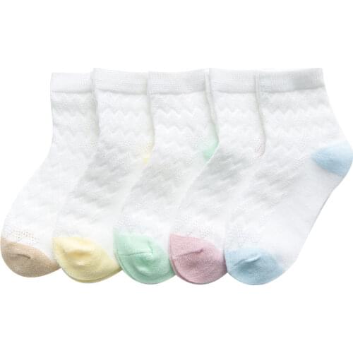5 Pairs/Lot Spring Summer New Kids Cotton Socks Teens Boy Girl Fashion Ultrathin Mesh Socks For 1-12 Years Children Socks CN