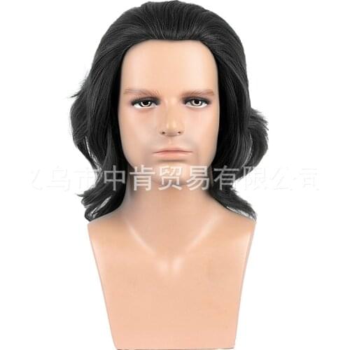 New 2021 Loki Season 1 Loki Laufeyson Black Long 50cm Cosplay Wig Heat Resistant Synthetic Hair Halloween Party Hair + Wig Cap