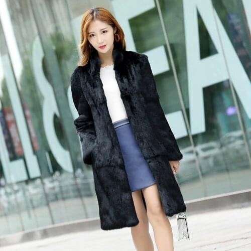 New womens Real genuine natural rabbit fur coat stand collar jacket lady fashion fur outwear custom any size