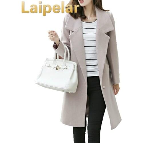 New Fashion Women Warm Wool Blends Simplicity Long Sleeve Coats Womens Slim Pockets Thickening Skinny Ladies Formal Woolen Coat