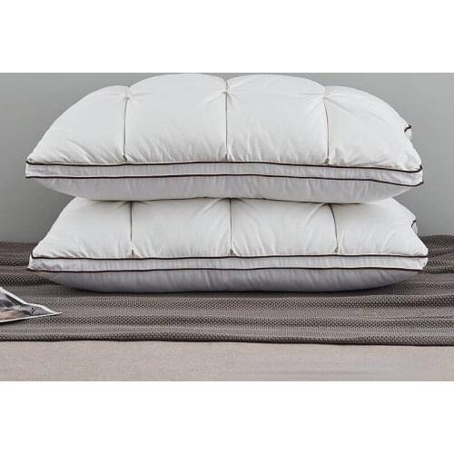 White Goose Down Pillow 100% Cotton Soft and Comfortable Sleeping Cervical Pillow 1 Extra Large 48*74