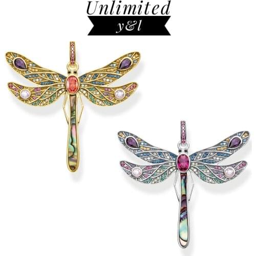 Gold Color Dragonfly Pendants 925 Sterling Silver Bohemia Animal Fashion Good DIY Necklaces Jewelry Accessories Women 2020 Gifts
