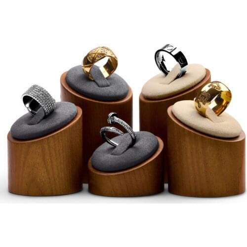 Solid Wood Jewelry Display Rack Ring Storage Rack with Microfiber Ring Ring Stand Jewelry Rack Display Cabinet 3 Pcs/set